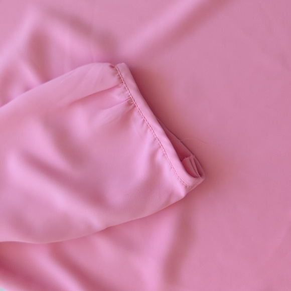 Pink Silky Ruffle Neck Blouse Xs - Picture 7 of 14